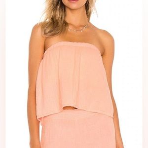BOBI USA || Beach Gauze Strapless Top in
Papaya - SZ XS 🍊NWT🍊